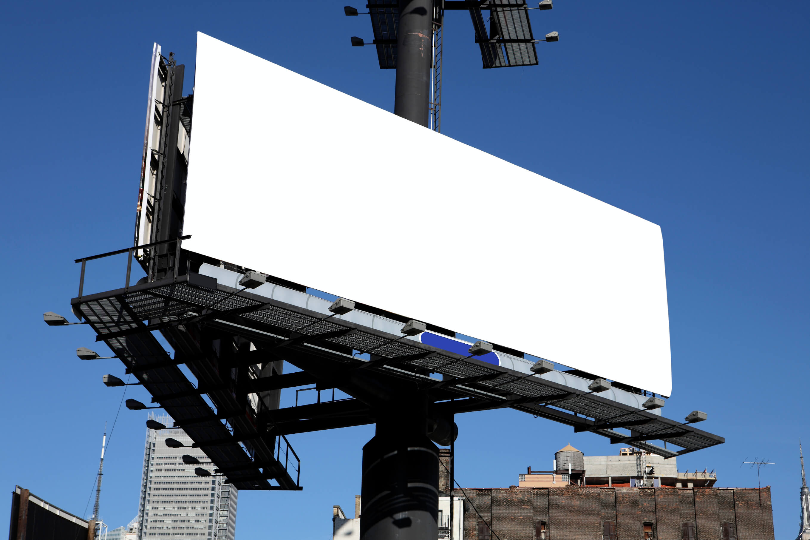 Blank billboard in a city