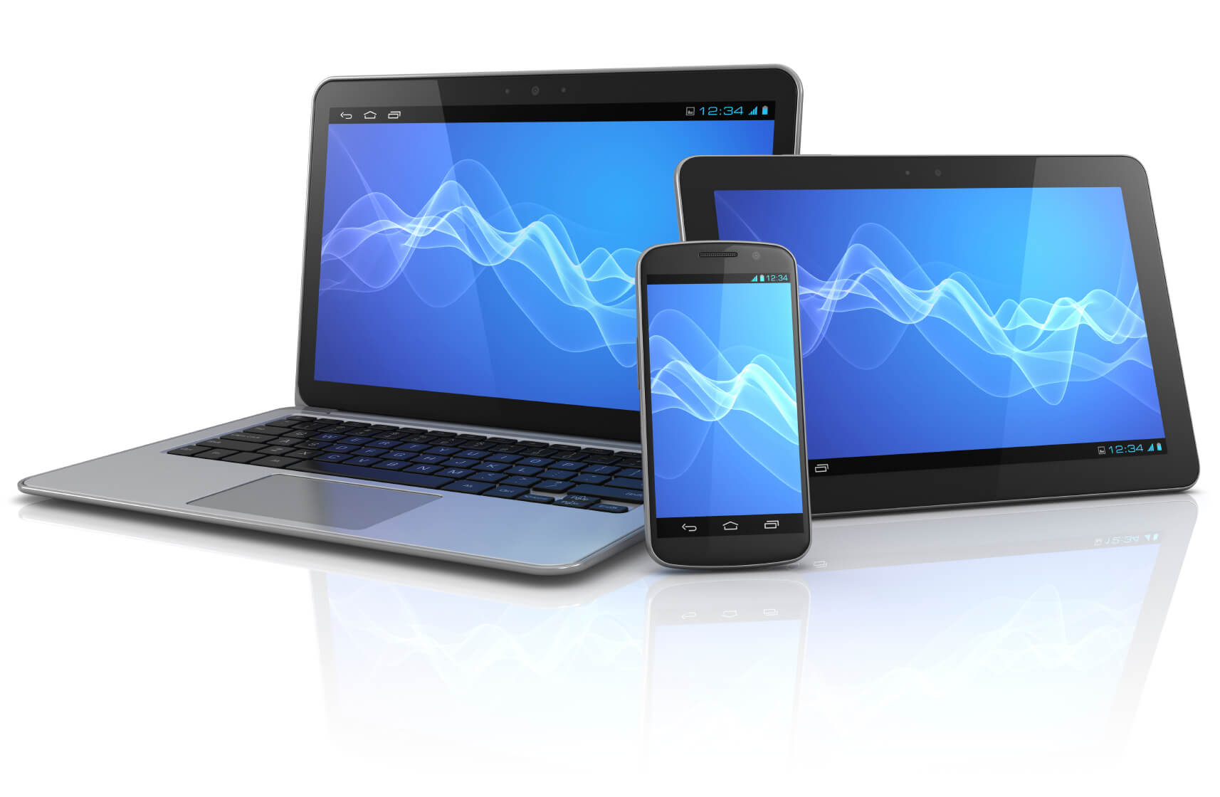 Laptop, tablet, and smartphone