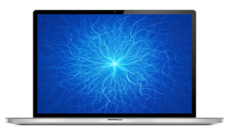 Blue abstract screensaver on a laptop