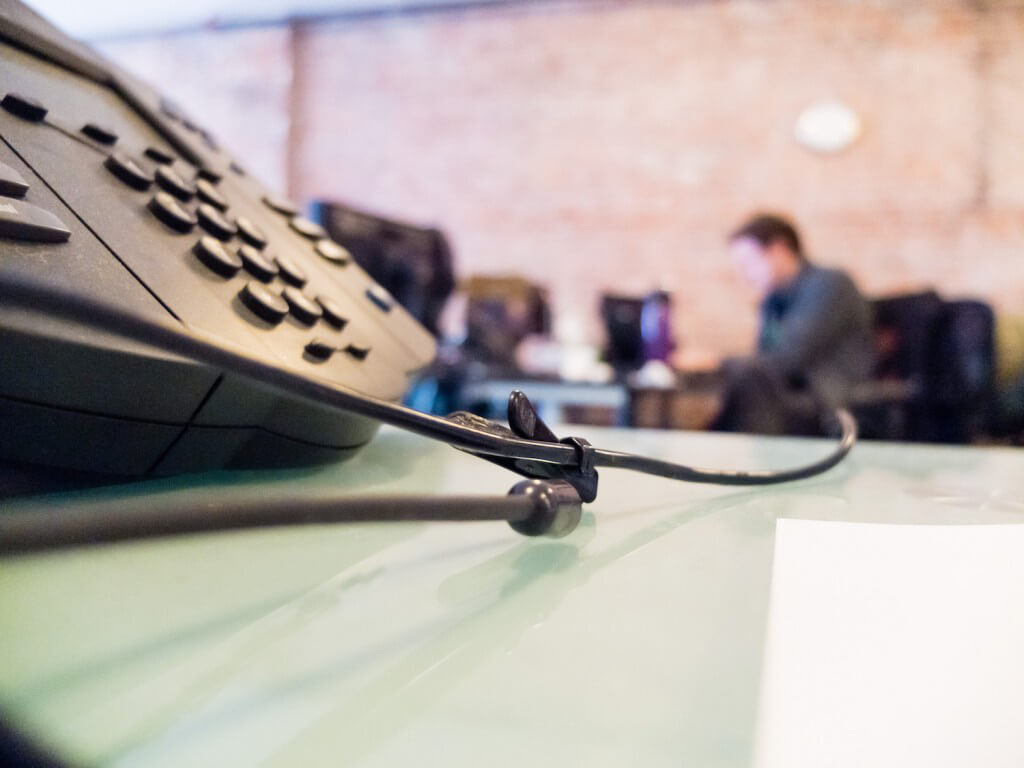 Business phone on a desk